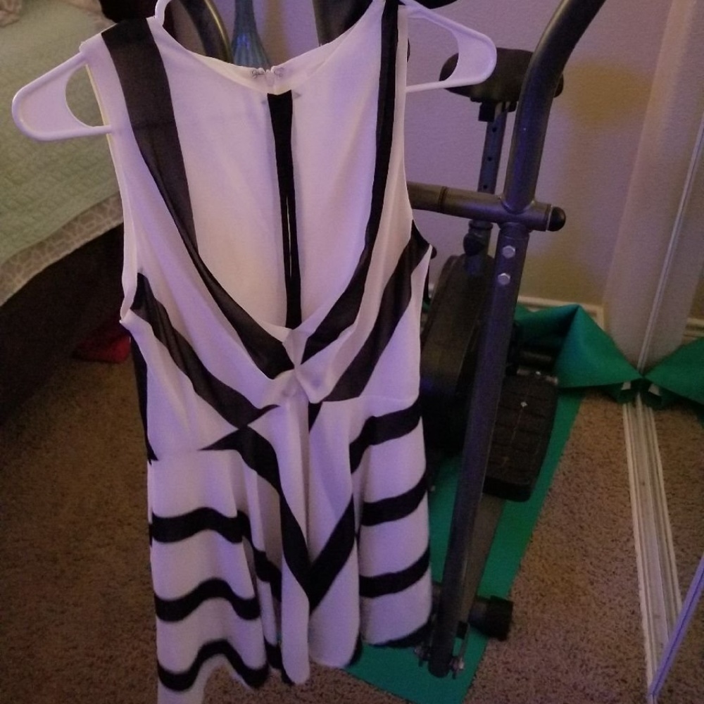 Black and White Chiffon A-Line Dress